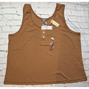 Natural Reflections Harlow Henley Tank Top Ladies Special Wash‎ Caramel 2X NWT
